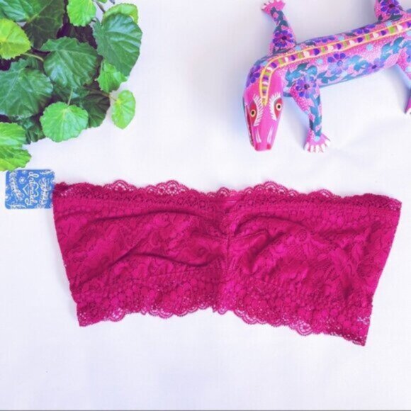 Free People Lacey Looks Bralette Burgundy Lace New XS Loungewear Maroon Bandeau - Picture 3 of 13